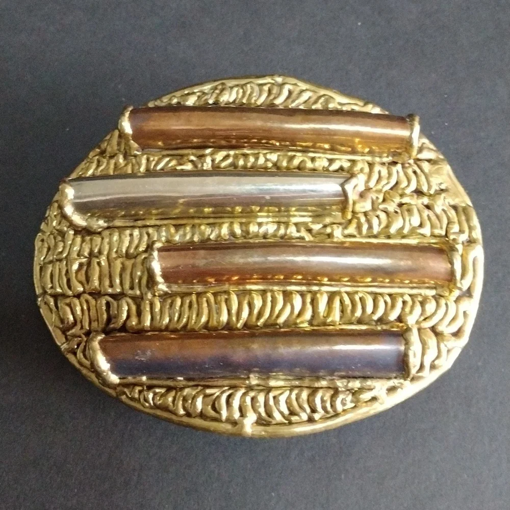 Mixed Metals Brutalist Belt Buckle Vintage